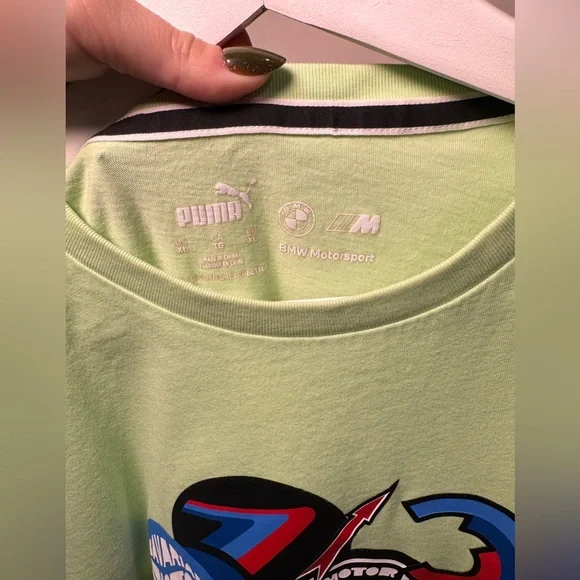 PUMA BMW M Motorsport Graphic Tee Men’s M | Lime Green | Racing Streetwear - Picture 3 of 3